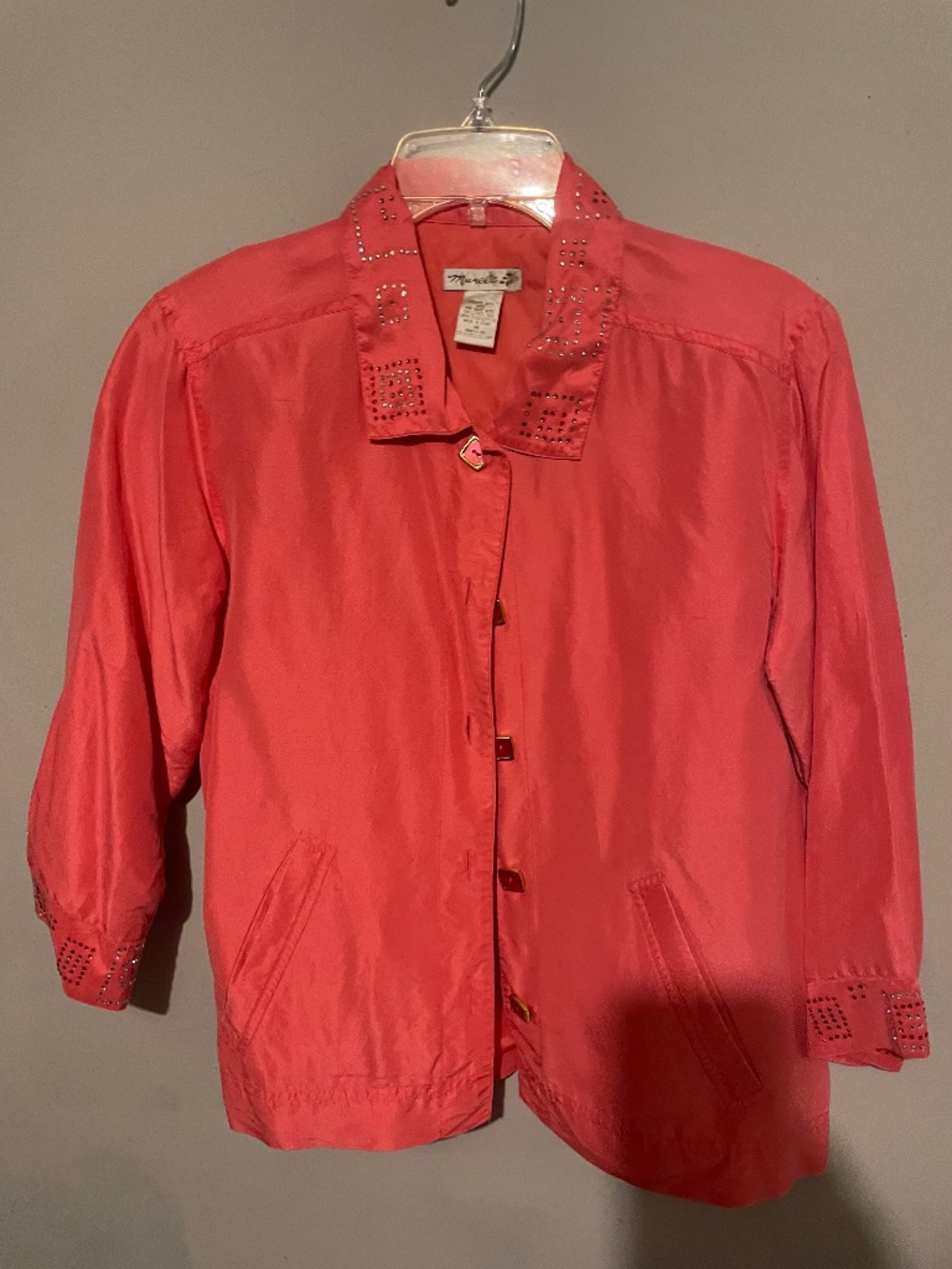 Murelli women’s size medium 100% silk orange button up jacket